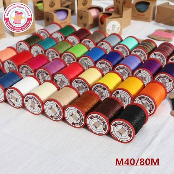 【手縫い・アクセサリー用】WEIXIN wet wax ポリエステル3本撚り糸 0.45mm 80m...