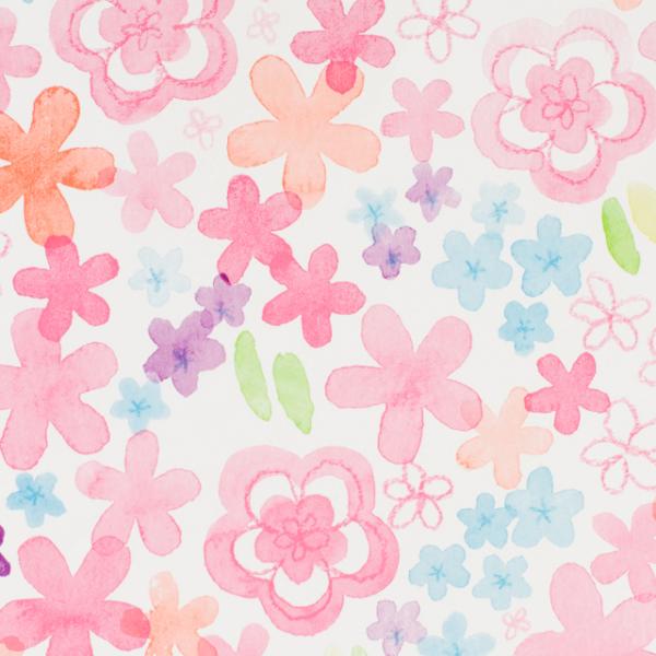 ラッピング包装紙 ウォーター★花柄（カラーフラワー）
