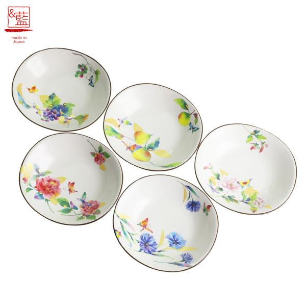 美濃焼「＆藍」 花胡蝶 平鉢揃 日本製 皿 お皿 プレート 小皿 セット ギフト 贈り物 新築祝い ...