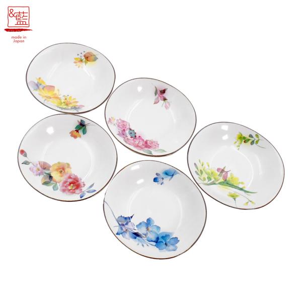 美濃焼 虹彩花平鉢揃 日本製 お皿 和食器 食器 モダン レトロ 古風 ギフト 贈り物 新築祝い 結...