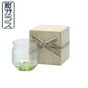 新生活 プレゼント 食器 ギフト 和食器 糸巻き ロックグラス グリーン（木箱） グラス ギフト｜leun