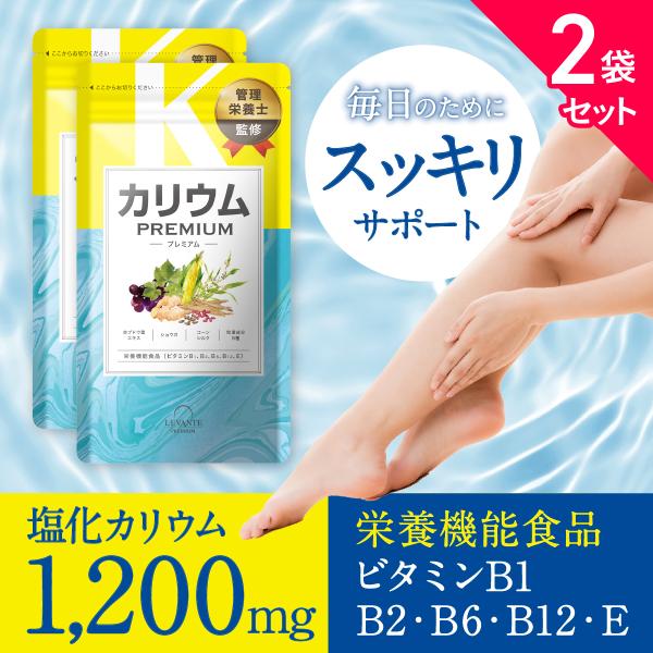 カリウム サプリ プレミアム 2袋セット 60日分 栄養機能食品 ビタミンb ビタミンe ポリフェノ...