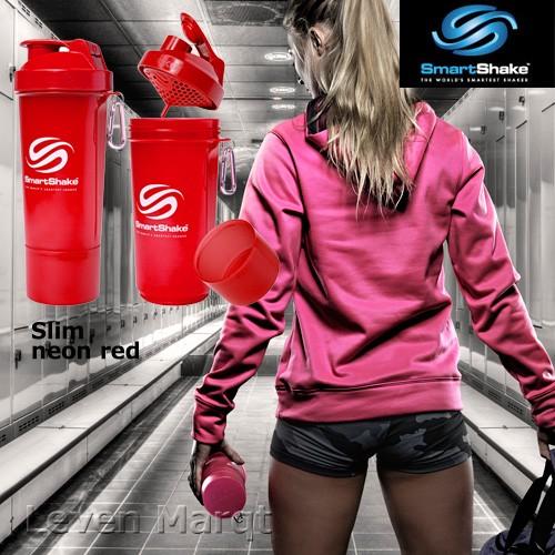 プロテインシェーカー Smartshake スマートシェイクスリム 500ml ネオンレッド ドリン...