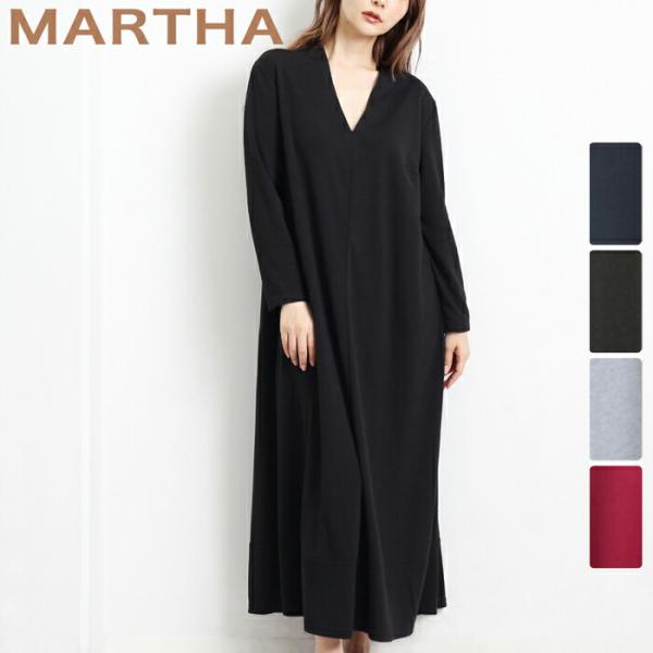ワンピース ワンピ Vネック MARTHA マーサ ジャージー フレアー ロング マキシ レディース...