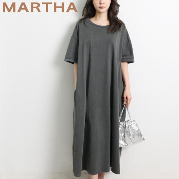 送料無料 ワンピース ロング MARTHA マーサ マキシ Tワンピ Tシャツ 半袖 綿100% コ...