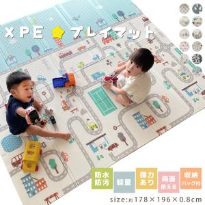 プレイマット 大判 マット 折りたたみ 178×196cm 厚さ 8mm たためる xpe フロアーマット クッションマット 防水 赤ちゃん 道路柄｜lftm