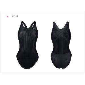 922A-1　黒　縦ライン柄　競泳水着　レディース　yingfa