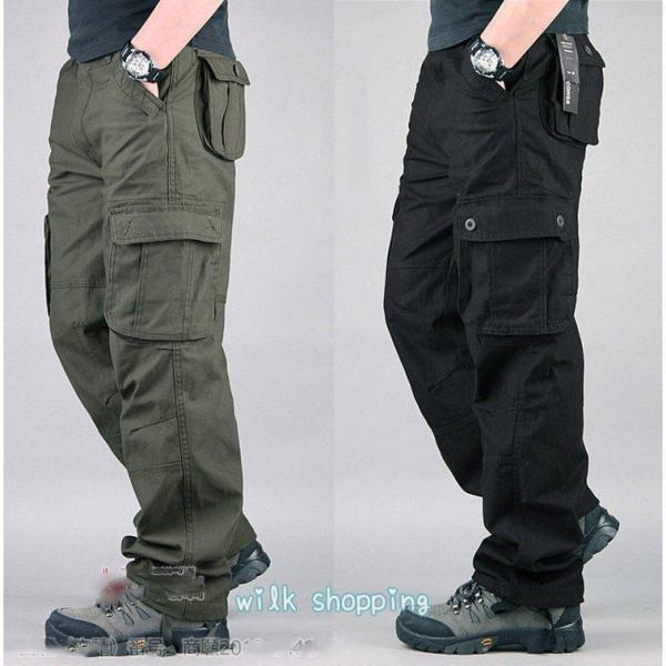 カーゴパンツ メンズ 大きいサイズ ゆったり 綿 8ポケット ボトムス カラーパンツ ズボン ミリタ...