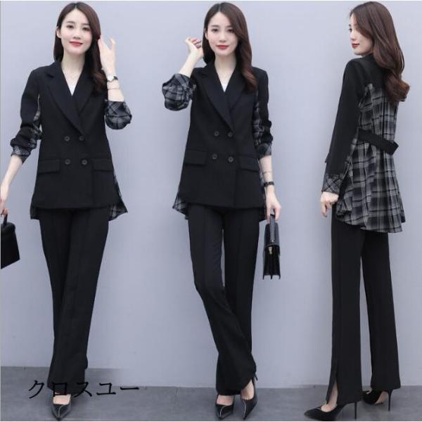 スーツパンツ  レディース フォーマル セットアップ 体型カバー 入園式 卒業式 卒園式  通勤 O...