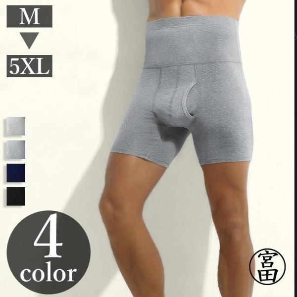 ロングボクサーパンツ メンズ 男性用 インナー 下着 ハイウエスト 前開き 防寒 寒さ対策 大きいサ...
