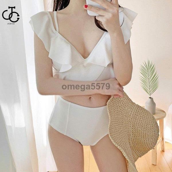 水着 レディース 40代 50代 体型カバー 白 スイムウェア  Vネック 女子 安い ビキニ 20...