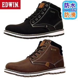 EDWIN エドウィン メンズ スニーカー ハイカット カジュアル ミッドカット シューズ 防水 防滑 軽量 シューズ EDW-7972