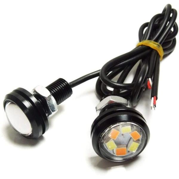 LED デイライト 防水 ボルト型 スポットライト 2色発光 2個セット 車