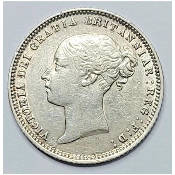 1874年 イギリス 6ペンス - ヴィクトリア女王 QV 英国銀貨 VF