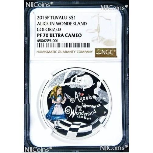 2015年 150周年記念 不思議の国のアリス 1オンス 1ドル銀貨 NGC PF70