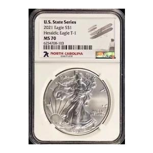 2021 アメリカン 1オンス シルバー イーグル NGC MS70 ノースカロライナ コイン