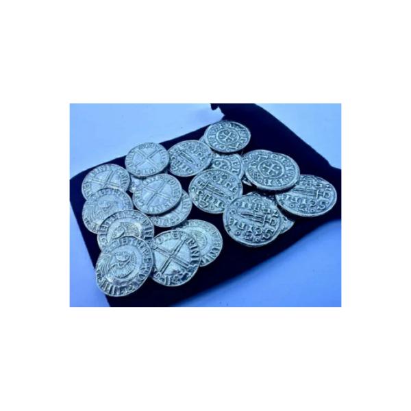 バイキング銀貨 10 枚、ヨークのバイキングとノルウェーのペニー 10 枚、ギフトバッグ入り