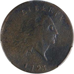 1793年 ラージセントチェーン、アメリカ PCGS VF 詳細 S.3 R.3- 見た目は良好