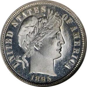 1895年 バーバーダイム プルーフ NGC PF68 カメオ 素晴らしい外観 強い打刻