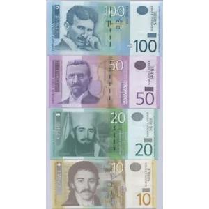 セルビアセット 4個 10 20 50 100 ディナラ ランダム日付 P 54 55 56 57 ...