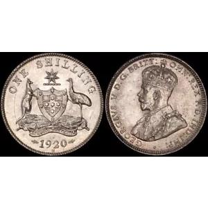 オーストラリア 1920 KGV 1/- 光沢のある、軽い回転速度、UNC。レン猫2850ドル。