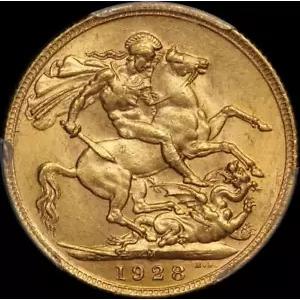 1928 メルボルン ジョージ 5 世 ラージヘッド ソブリン PCGS MS63