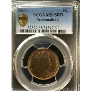 1907 PCGS グレーディング ニューファンドランド ?1 1 セント、**MS-65** #7292