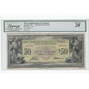 1917 バンク オブ コマース $50 紙幣 Cat#75-16-04-24 SN# 32240 Legacy VF-20 説明を参照