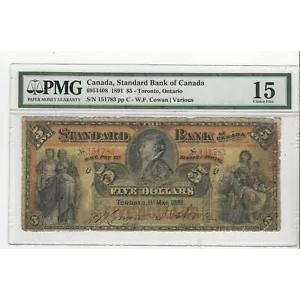 1891 スタンダード カナダ銀行 $5 / 6951408 : SN#151783 PMG F-15