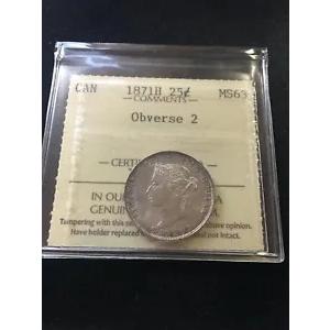 1881H ICCS カナダグレード、?25 セント、**MS-63**