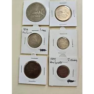 ドイツ領ニューギニア。 1894 5,2,1,1￥2 マーク 10,2 フェニング 非常にレアなセット