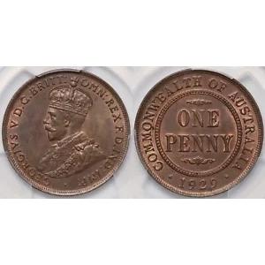 PCGS MS64RB オーストラリア 1929 ペニー 1D インディアン 表面選択 未流通 - レア