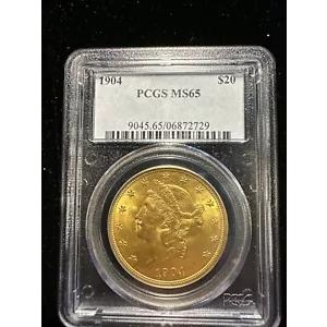 米国 1904 ドル 20 ゴールド PCGS MS65