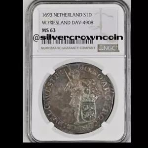 SCC ウエスト フリースラント シルバー ドゥカット 1693 シップ NGC MS63 オランダ ナイト クラウン コイン