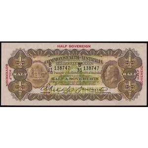 オーストラリア 10/- リドル・ヘザーショー R-7。 UNC.マクドキャット18,000ドル。レア。