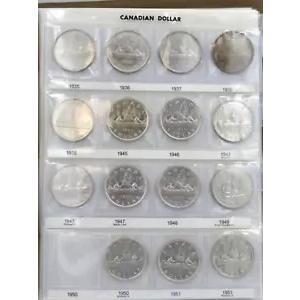 カナダ銀ドルの完全なセット $1 1935 年から 1967 年まで: 1948 年、1945 年から 2021 年まで