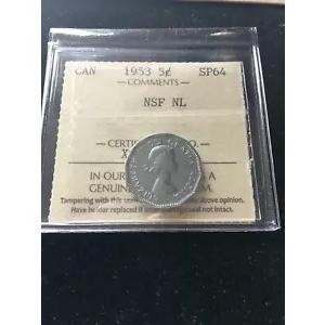 1953 NSF / NL MULE ICCS グレード カナディアン、?5 セント、**SP-64**非常に希少