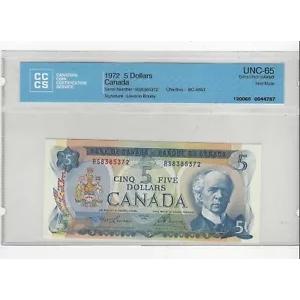 1972 缶 $5、法律/Bou # RS 8385372 BC-48bT CCCS MS-65 テストノート