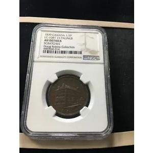 ロワー カナダ トークン LC-10B1 ブレトン #524、NGC グレード**AU-詳細/傷**