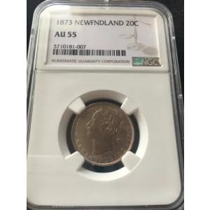 1873 NGC グレード ニューファンドランド、?20 セント**AU-55**