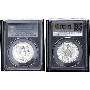 ブランズウィック＝ヴォルフェンビュッテル 3 マーク 1915 A J.55 の結婚式。 RAR PCGS PR64CAM 116191