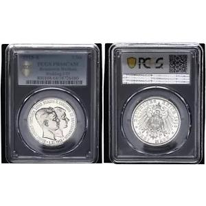 ブランズウィック＝ヴォルフェンビュッテル 3 マーク 1915 A J.55 の結婚式。 RAR PCGS PR64CAM 116192