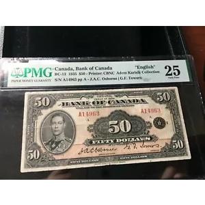 1935年 Osb/Tow カナダ $50 紙幣 PMG **VF-25** SN# A14963 英語