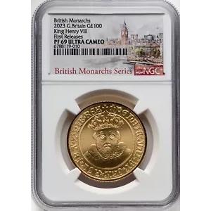 UK 2023- 1 オンス - 英国君主シリーズ - ヘンリー 8 世 - NGC PF69 UC - ミンテージ 261