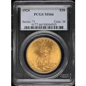 1924年 $20 セントゴーデンス PCGS MS66