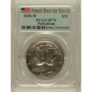 2020-W $25 アメリカン パラジウム イーグル SP70 PCGS-発行初日