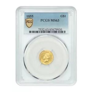 1855 G$1 PCGS MS63