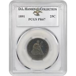 1891 25c PCGS 証明 67 例: D.L.ハンセン