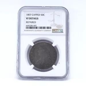 1807 キャップド バスト ハーフダラー NGC VF ディテール 修復済み レア バラエティ ひげを生やした女神