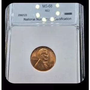 レア 1939 年代 1c レッド MS68 小麦 1 セント コイン USA ポップ トップ + 10 歳未満の人口